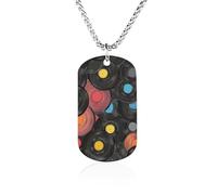 Music Lover Vinyl Record Memorial Necklace Titanium Steel Rectangle Tag Chain Pendant Jewelry Gift