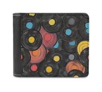 Music Lover Vinyl Record Men's Bifold Wallet Slim Cash Card Holder Leather Purse