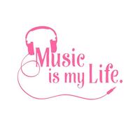 Music Lover Wall Decal - 'Music is My Life' Quote Sticker for Kids & Teens - Rock Decor - Extra Large - 60x84cm