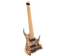 Music Lovers Electric Guitar 7 String Headless Jazz Electric Guitar Mahogany Body Humbucker Pickup Durable(Earth tones)
