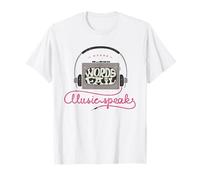 Music Lovers Where Words Fail Music Speaks Headphones T-Shirt