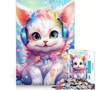 Music Loving Cat 1000 Piece Jigsaw Puzzles for Adults Teenagers Logic Toy Relax Time Precision Cut (38x52cm)