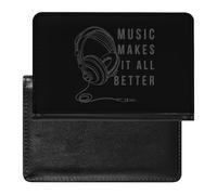 Music Makes It All Better Passport Wallet Cute Passport Case with Card Slot Travel Passport Holder Cover