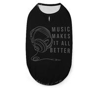 Music Makes It All Better Pets Shirt Vest Cute Dog Tank Top Soft Sleeveless T-Shirt for Puppy Kitty Cats 2XL