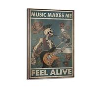 Music Makes Me Feel Alive Canvas Posters Aesthetic Wall Art Decorative Painting Poster Decor Vintage Canvas for Living Room Bed Room 20x30inch(50x75cm) Frame-style