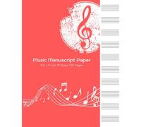 Music Manuscript Paper (Red Cover): Manuscript Paper, Musicians Notebook, Music Notebook, Songwriting,music manuscript paper notebook 8.5 x 11 inch 10 Stave 120 Pages