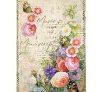 Music Manuscript: Score Designer Blank Sheet Notebook Music Book Journal 12 Staves 120 Pages Gift for Musicians Songwriters Music Teachers Vintage Blooms Edition 1