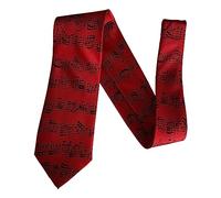 Music Manuscript Stave repeating black on postbox red sleeved 100% Polyester Classic Tie