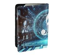 Music Melody Digital Art Printed Passport Holder,Travel Pu Leather Passport Cover Case Organiser for Men Women,6.5 Inch