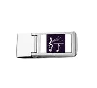Music Melody Sing Art Deco Fashion Slim Money Clip Stainless Holder Pocket Wallet