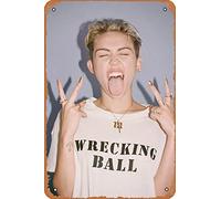 Music Metal Signs Vintage Miley Cyrus Wrecking Ball Hot Girl Sexy Poster Hot Girls Wall Art Retro Decor Tin Sign-8x12inch