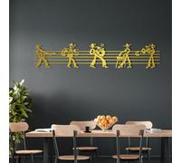 Music Metal Wall Decor, Music Notes Wall Decor, Musical Wall Art, Musical Wall Hical Wall Hangings, Wall Decorations for Living Room, Bedroom, Bathroom (Gold, 35x7in|90x18cm, metal wall art)
