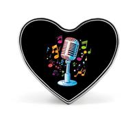 Music Microphone Badge Heart Shape Cute Brooch Pins Button Badges for Backpack Jackets Hats Decor