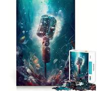 Music Microphone Singer 1000 Piece Jigsaw Puzzles for Teenagers Jigsaw Mind Puzzle Tension Relief Art Assembly Premium Gift (38x52cm)
