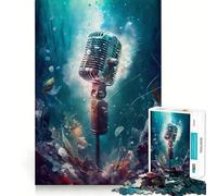 Music Microphone Singer Jigsaw Puzzles for Adults1000 Pieces Focus Brain Toy Relax Time Tight Edge Santa Wish Pick (50x75cm)