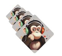 Music Monkey Car Air Fresheners Cards 4 Pcs Hanging Fragrance Scented Cards Long-Lasting Car Aromatherapy Tablets for Wardrobe Bathroom Car Interior Mirror Pendant Gifts