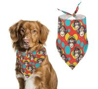 Music Monkey Dog Bandana Puppy Cat Scarfs Bibs Washable Triangle Kerchief Pet Gifts