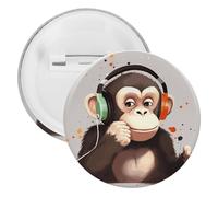 Music Monkey Tinplate Badge Personalized Round Brooch Large Craft Button Suitable for Teachers, Nurses, Doctors, Staff, Party Gift Accessories, 20pcs, Plastic, plastics