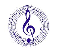 Music Musical Beautiful Notes Treble Clef Fine Carving Stickers 54x55.7cm Self Adhesive DarkBlue