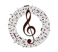 Music Musical Beautiful Notes Treble Clef Wall Decals Paster Paper 54x55.7cm Easy Installation Coffee