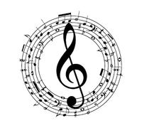 Music Musical Beautiful Notes Treble Clef Wall Decals Paster Paper 72x74.2cm Car Body Decoration Black