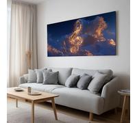 Music Musical Notes Space Star-Shaped Wooden Framed Canvas Wall Art Decor 120 x 80 cm, Fantasy Large Painting On Canvas Poster Wall Artworks for Bedroom, Game Room