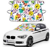 Music, Musical Notes, Stylish, Car Windshield Cover, Protective Windscreen Cover - Snow Ice Sun UV Dust Water Resistant - Fit for Most Cars