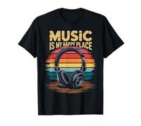 Music My Happy Place Musician Lovers DJ Headphone T-Shirt