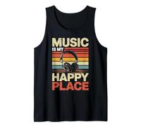 Music My Happy Place Musician Lovers DJ Headphone Tank Top