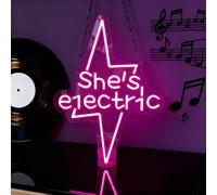 Music Neon Sign for Wall Decor,USB Powered LED Pink She's Electric Neon Sign for Backdrop, Wall Art Decor Gift for Bar Live Music Concert Rock Bands Bedroom Club Party