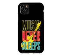 Music Never Sleeps Retro Bass Guitar 80s Case for iPhone 11 Pro Max