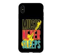 Music Never Sleeps Retro Bass Guitar 80s Case for iPhone XS Max