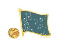 Music Notation Bubble Combination Pattern Golden Metal Flag Lapel Pin Badge