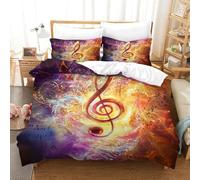 Music Notation Three-dimensional Printing Bedding Comforter Set Music Notation Bed Cover Ultra-fine Fiber Pillow Slip Included Soft-to-the-touch And Manageable Single(140x200cm)