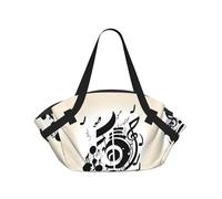 Music Note 37'' Convertible Round Picnic Blanket Bag, 2-in-1 Portable Printed Camping Mat with Shoulder Straps