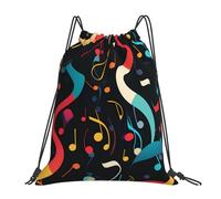 Music Note Abstract Musical Unisex String Backpack Lightweight Drawstring Bag Large Drawstring Backpack For Gym Hiking Climbing