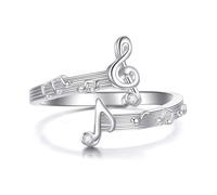 Music Note Adjustable Ring 925 Sterling Silver Treble Clef Ring Music Note Jewellery for Women Musician