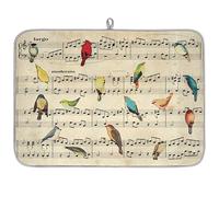 Music Note Bird Microfibre Dish Drying Mat Absorbent Dish Drying Drainers Mats for Kitchen Spoon Glass Plate 40.6 x 45.7 cm