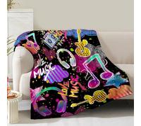 Music Note Blanket Gifts for Boys Men Women Girls Birthday Christmas Valentine Presents Colorful Musical Theme Decor Bedroom Living Room Couch Bed Sofa Soft Cozy Kids Adults Teen Fleece Throws 60"x50"
