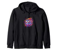 Music Note Burst Rhythm Energy Graphic Zip Hoodie