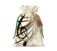 Music Note Christmas Drawstring Sack Gift Bag, Lightweight And Cute In Design