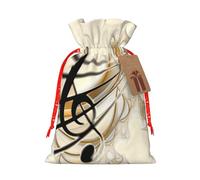 Music Note Christmas Drawstring Sack Gift Bag, Lightweight And Cute In Design