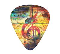 Music Note Colorful Wooden Guitar Paddle Set Of 12, Suitable For Guitar, Yukri, 3 Thicknesses