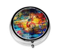Music Note Colorful Wooden This Small, Round Pill Box is a Portable Travel Medicine Organizer with Three compartments for Storing Daily medications.