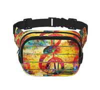 Music Note Colorful Woodenwaist Bag for Men Women - Adjustable Double Fanny Pack for Travel, Sports, and Daily