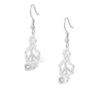 Music Note Dangle Earrings Stainless Steel Peace Sign Earrings Music Lover Jewelry Gifts for Women Teens (silver)