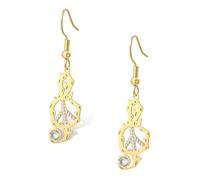 Music Note Dangle Earrings Stainless Steel Peace Sign Earrings Music Lover Jewelry Gifts for Women Teens (gold)