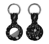 Music Note Flower Protective Case Compatible for Airtag Shockproof Case Cover with Keychain 1PCS