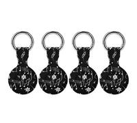 Music Note Flower Protective Case Compatible for Airtag Shockproof Case Cover with Keychain 4PCS
