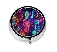 Music Note Galaxy Small Pill Box 3 Compartment Portable Pill Box for Purse Pocket Colorful Mini Medicine Organiser for Daily Vitamin Fish Oil Storage